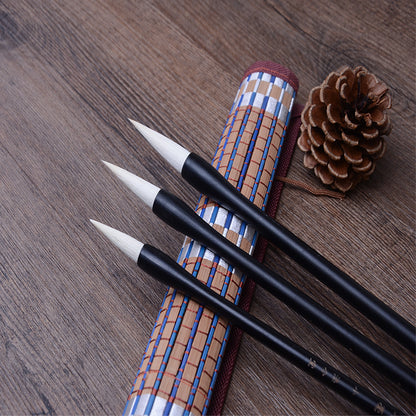 Handmade Professional Chinese Calligraphy Sumi Ink Writing Watercolor Painting Yanghao 羊毫 Brush Set for Beginner 3 pcs