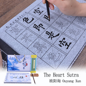 Ouyang Xun 欧阳询 The Heart Sutra 心经  Water Writing Book Set with Calligraphy Brush for Learner  4 pcs