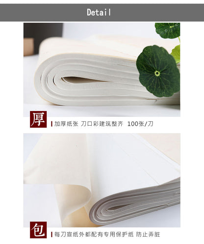 Handmade Chinese Sumi Ink Half Raw 半生熟宣纸 Xuan/Rice Paper Sheets for Ink Painting Calligraphy 50 Sheets