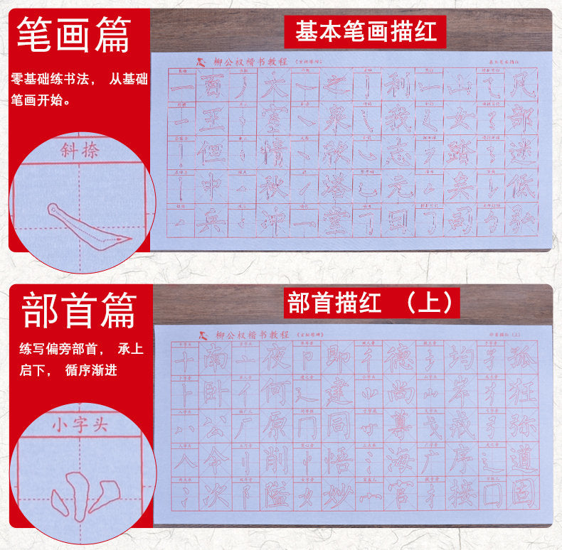 Liu Gongquan Style 柳公权 No Ink Needed Magic Water Writing Chinese Calligraphy Set for Beginners 7 pcs