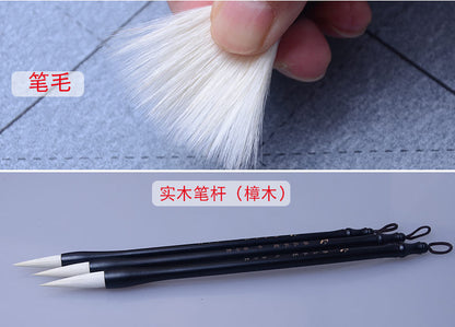 Handmade Professional Chinese Calligraphy Sumi Ink Writing Watercolor Painting Yanghao 羊毫 Brush Set for Beginner 3 pcs